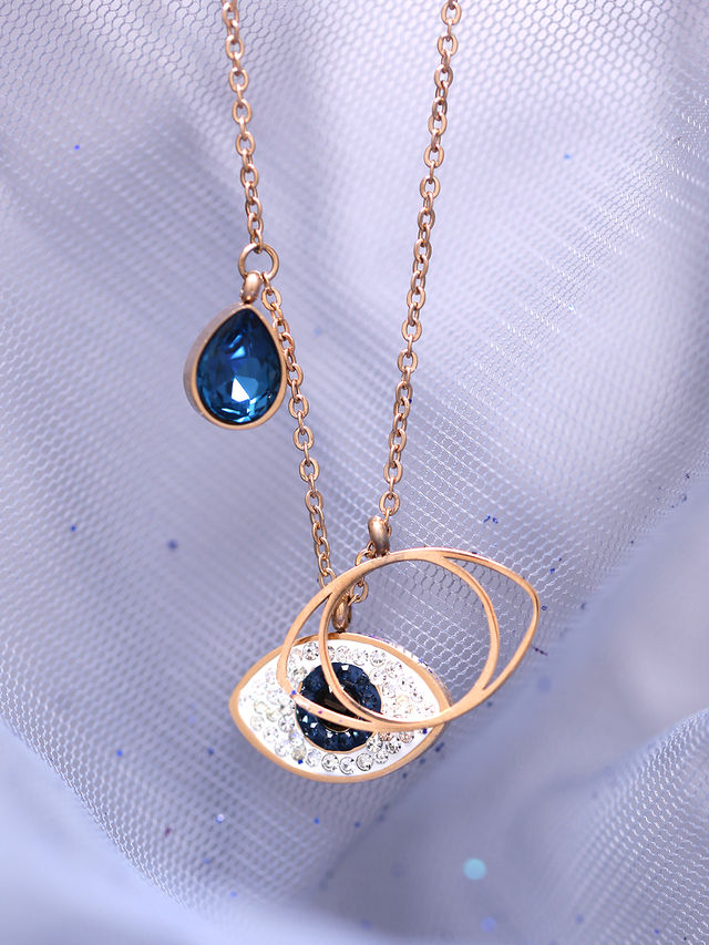 Yellow Chimes Rose Gold Pendant Necklace for Women