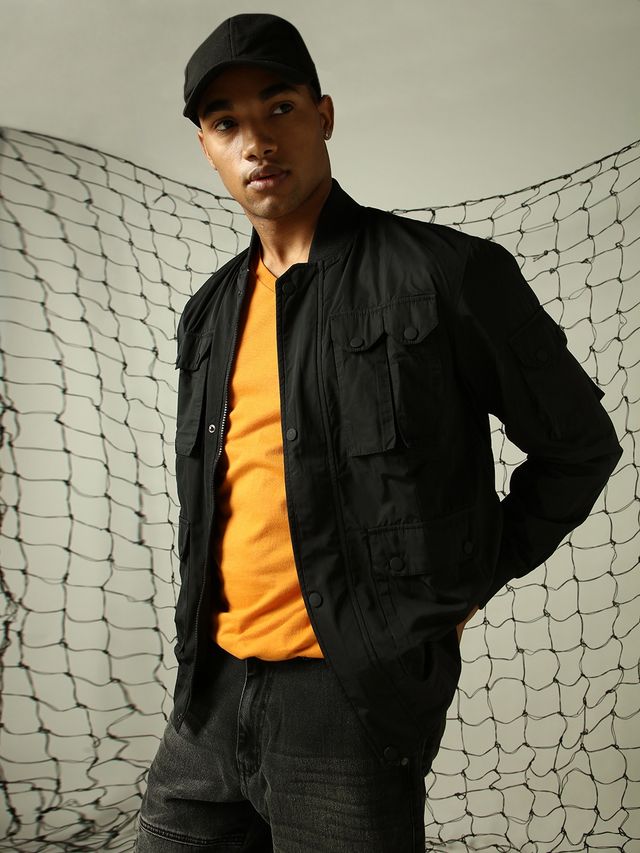 Hubberholme Men's Lightweight Open Front Utility Jacket with Bellow Pockets | Black - XL