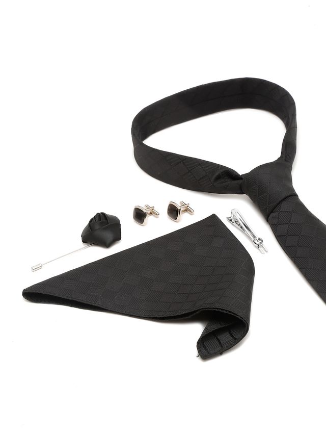 Louis Stitch Men's Silk Necktie Set | Black - Standard