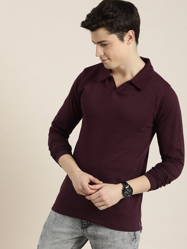 Dillinger Men's Long Sleeve T-shirts | DLPOL002WINE | Wine - XL