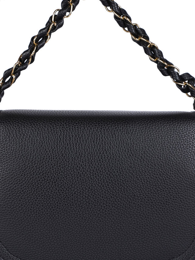 Mini Wesst Women's Solid Synthetic Leather Handheld Bag | Black - One Size