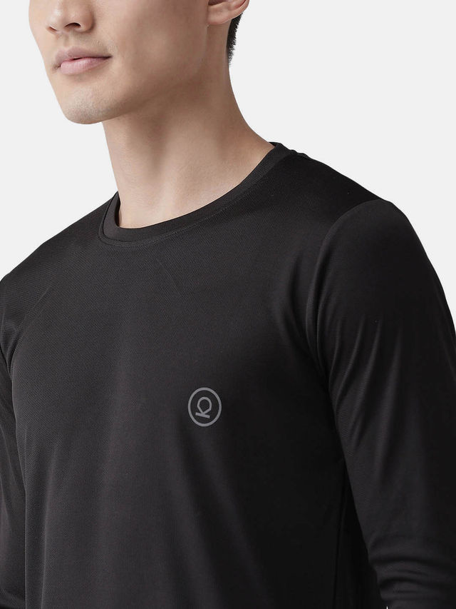 Chkokko Men's Gym Regular Fit Full Sleeves T-shirt | Black - S