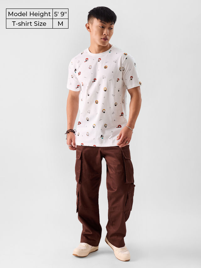 The Souled Store Men's Regular Harry Potter- Character Pattern T-Shirts | White | XL