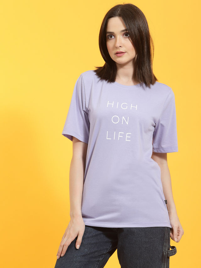 Rigo Women Oversized T-shirt | Light Purple - M