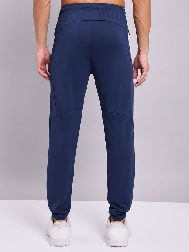 Technosport Men Poly Solid Slim Fit Sports Trackpants with TECHNO DRY | Navy | L