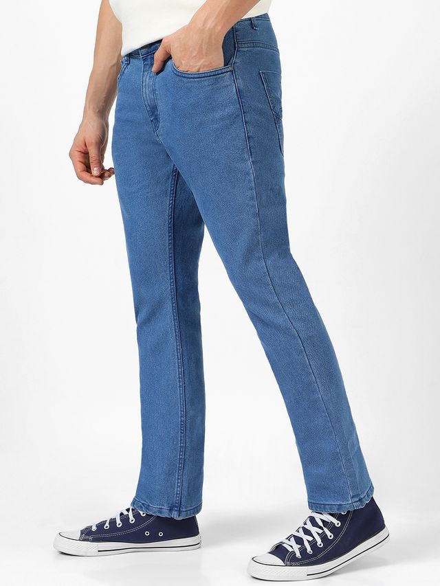 Urbano Fashion Men's Light Blue Washed Bootcut Jeans Stretchable-32