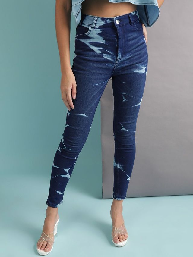 Freehand Women's Skinny Fit Denim Jeans With Tying | Blue - 32
