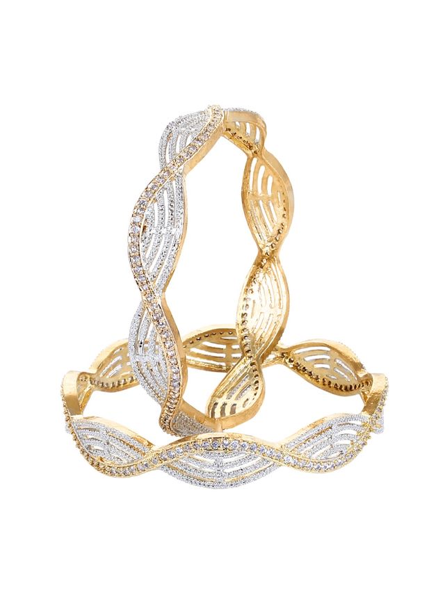 Youbella Traditional Jewellery Gold Plated And Ad Bangle Set For Women (Golden)(Ybbn - 9010B - 2.6)