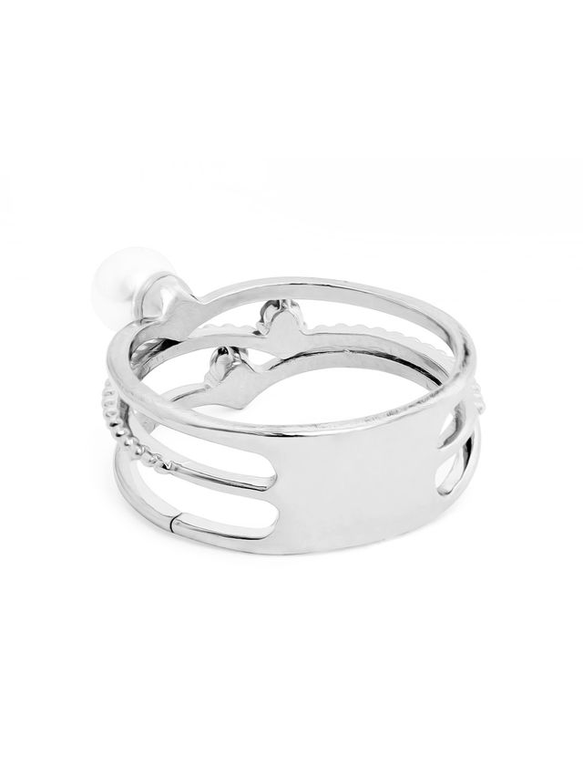 Rubans Silver-Plated Cz Stone Handcrafted Finger Ring