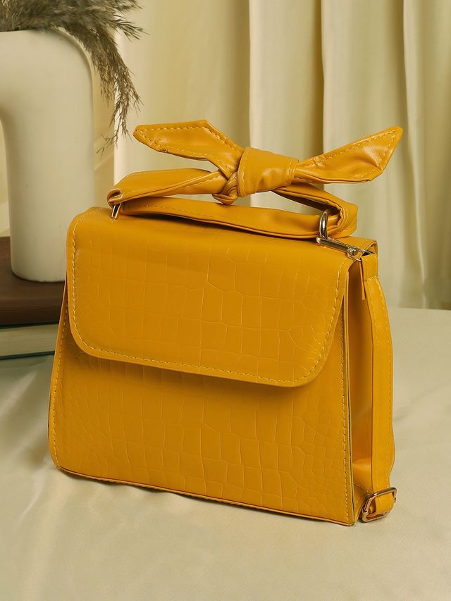 Haute Sauce Women's Solid PU 2 L Sling Bag | Yellow - One Size