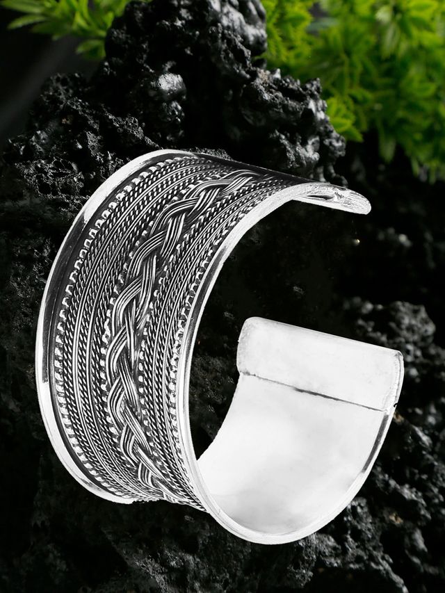 Youbella Jewellery Celebrity Inspired Silver Plated Cuff Bracelet For Girls And Women(Ybbn - 91941)