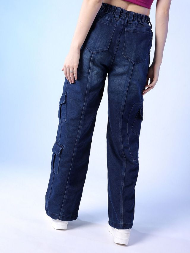 Freehand Women's Elasticated Waist Flare Utility Denim | Blue - 30
