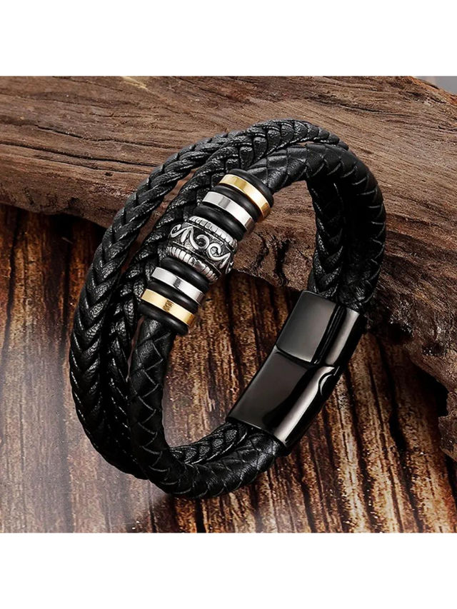 Salty Alpha Stavros Ethnic Style Bracelet for Men and Boys| Anti-Tarnish | Black