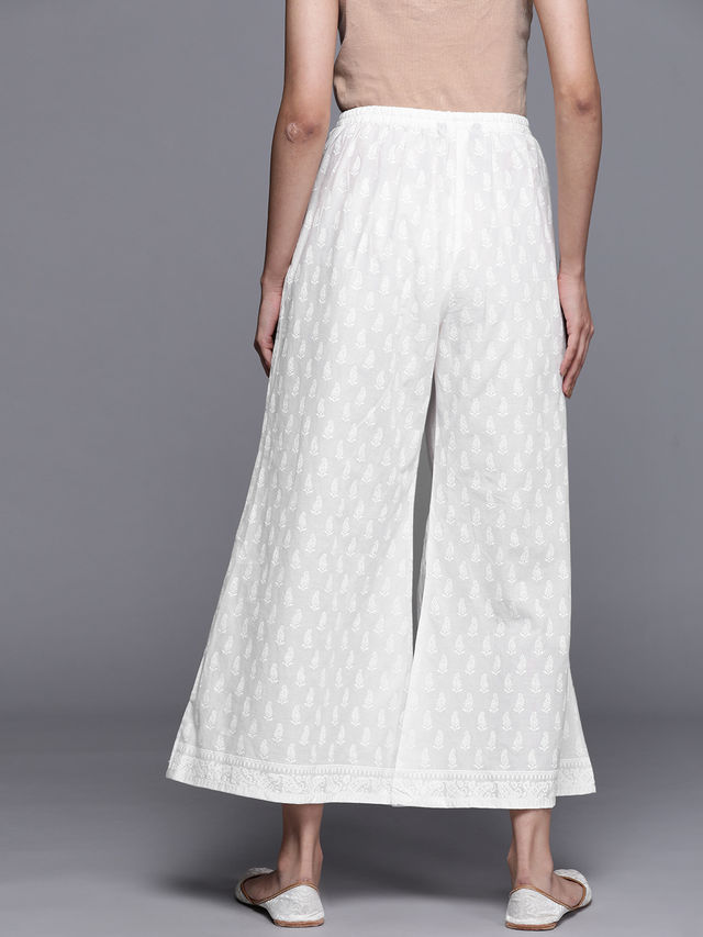 Libas Women Cream Cotton Palazzo With Both Side Pocket - Pl972Os