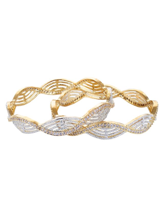 Youbella Traditional Jewellery Gold Plated And Ad Bangle Set For Women (Golden)(Ybbn - 9010B - 2.6)