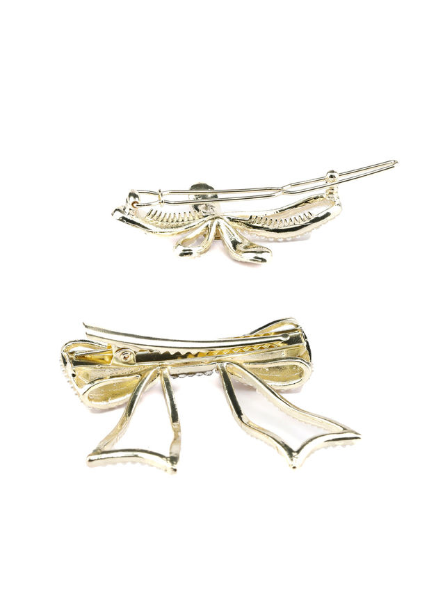 Priyaasi White Flower & Bow Hair Pin Set