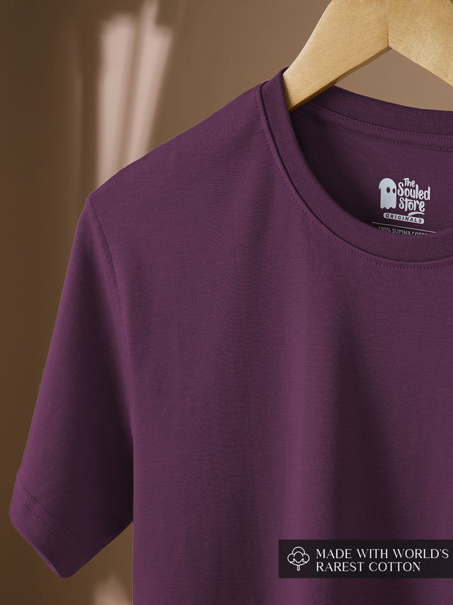 The Souled Store Men's Regular Supima | Deep Purple T Shirts | S