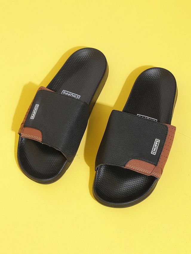 Chupps Solid Hues Black - Tan Men's | Casual Slider UK11