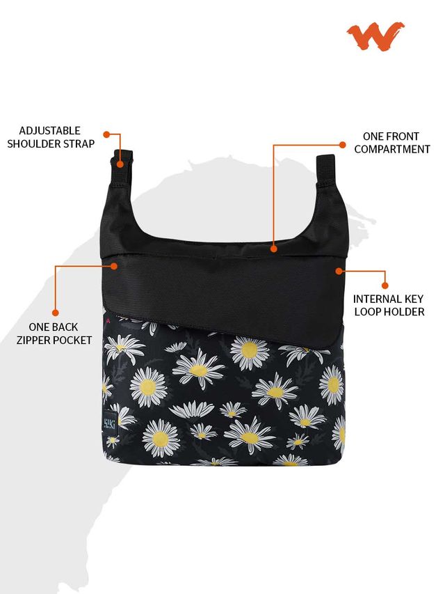 Wildcraft Unisex Poly Oxford and Poly Dobby 9 L Sling Bag | Black - Free Size