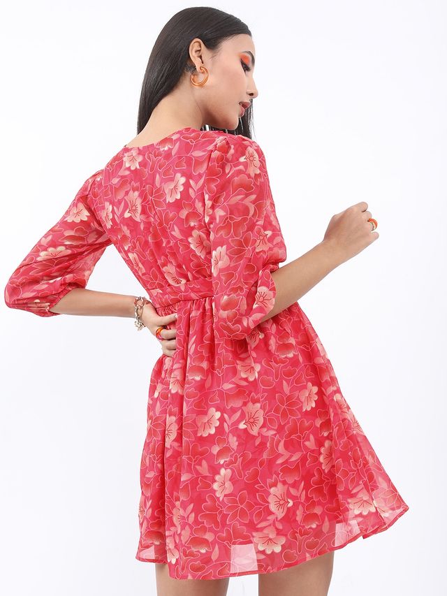 Ketch Women's Printed Fit & Flare Dress | Pink - S