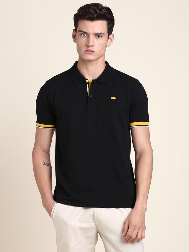 Dennis Lingo Men's' Solid Polo T-shirt | Black | L