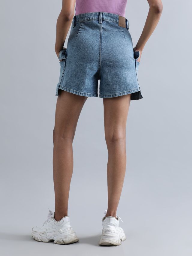 Bene Kleed Women Mid Blue Regular Denim Shorts 36