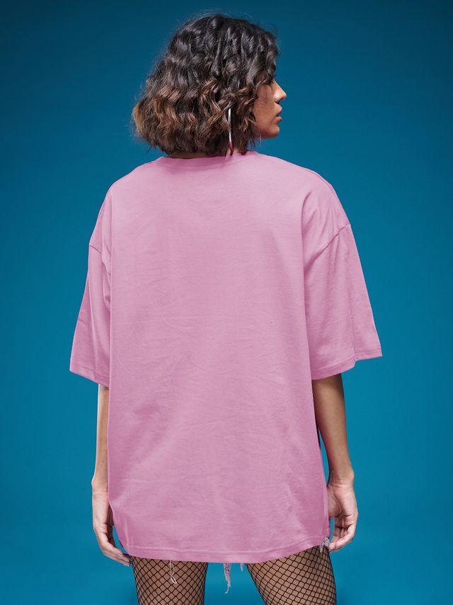 Smartees Women's Oversize Printed T-shirt | WW - 2037 | Pink - L