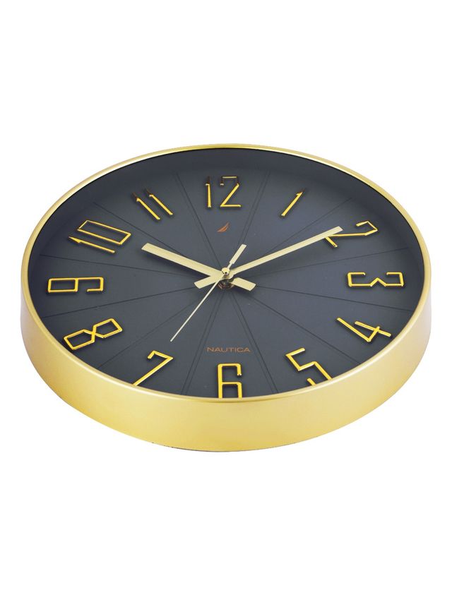Nautica Wall Clock For Stylish Home With Quartz Technology -1pc Size | Abs Solid Matt-Grey/Gold
