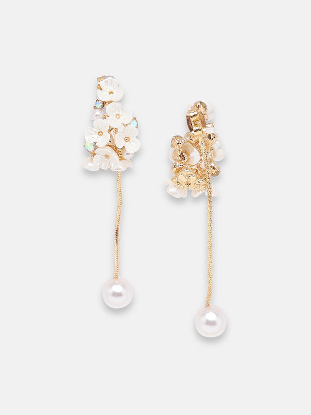 Sohi White Gold-Plated Contemporary Drop Earrings
