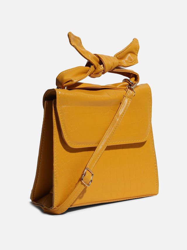 Haute Sauce Women's Solid PU 2 L Sling Bag | Yellow - One Size