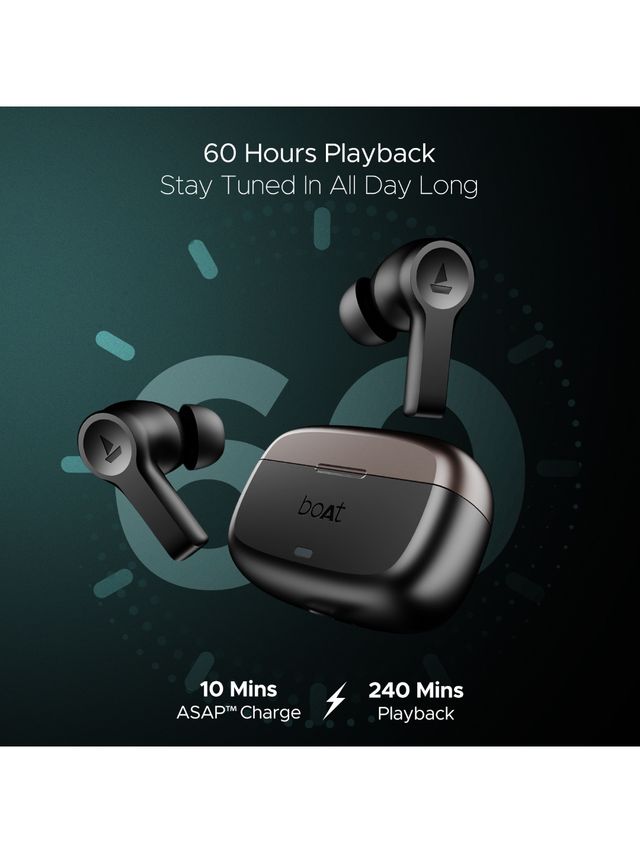 boAt Airdopes Flex 454 Anc Tws Earbuds W/smart Features, Anc, 60hrs Playback(Gunmetal Black)