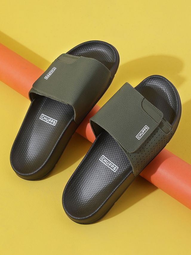 Chupps Solid Hues Black - Olive Men's | Casual Slider UK8
