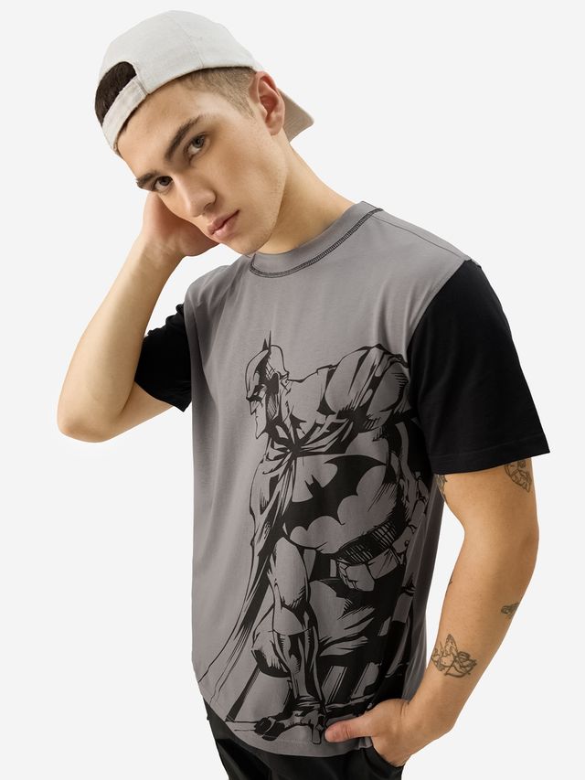 The Souled Store Men's Regular Batman- The Dark Knight T-Shirts | Grey | M