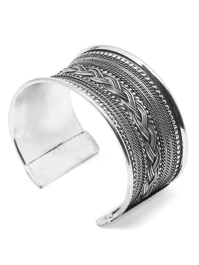 Youbella Jewellery Celebrity Inspired Silver Plated Cuff Bracelet For Girls And Women(Ybbn - 91941)