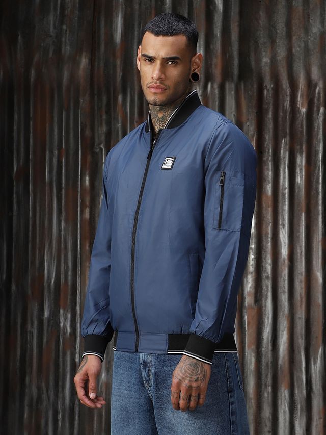 High Star Men's Lightweight Bomber With Embroidered Jacket | Blue - XL