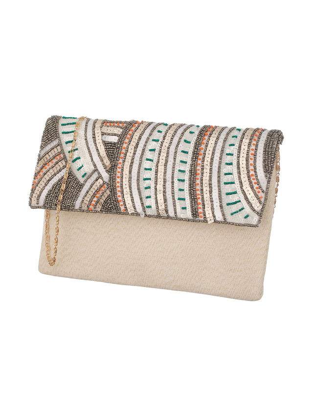 Priyaasi Women's Embellished Fabric 500 ml Sling Bag | Multicolour - Free Size