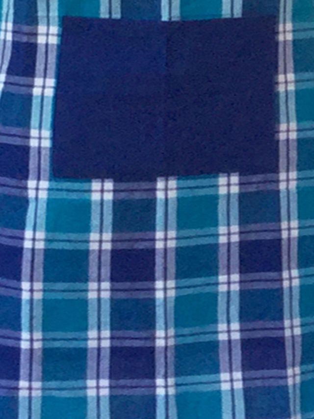 Lushomes Kitchen Apron Set - Blue and Green Checks