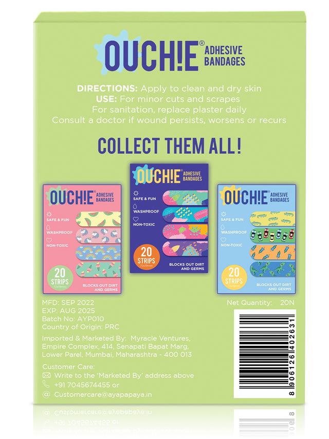 Ouchie Non-Toxic Printed Bandages - Tropical Burst