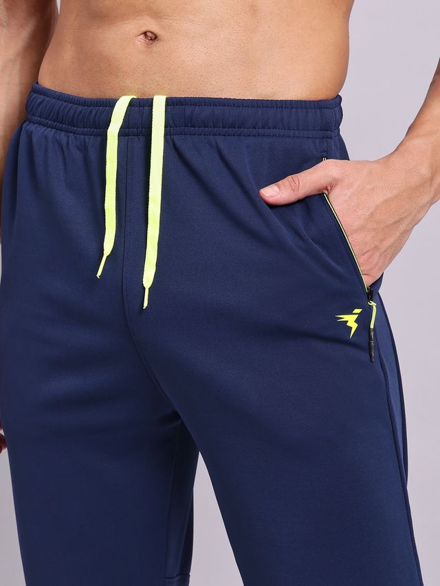 Technosport Men Poly Solid Slim Fit Sports Trackpants with TECHNO DRY | Navy | L