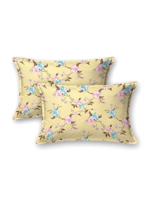 Bombay Dyeing Florentine 144 TC 100% Cotton Mustard Yellow Double Size Bedsheet 2 Pillow Covers
