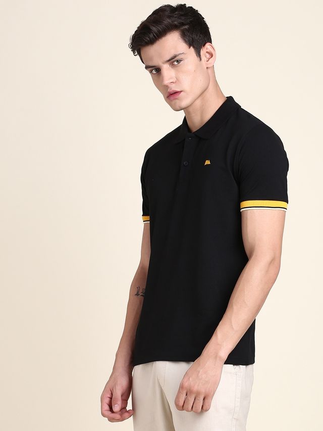 Dennis Lingo Men's' Solid Polo T-shirt | Black | L