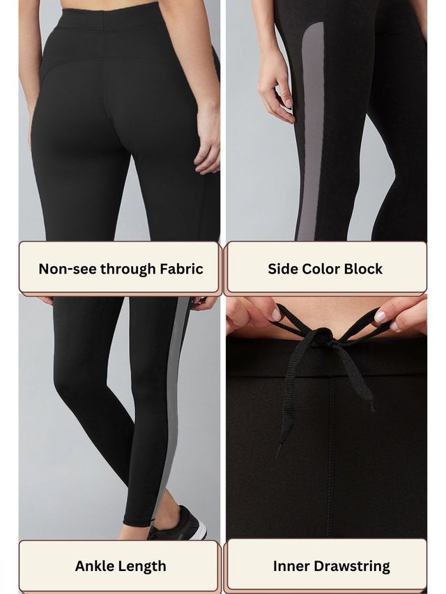 Blinkin Women's Gym Tights & Pants - Black | Grey | Active Wear | Yoga Pants | XL