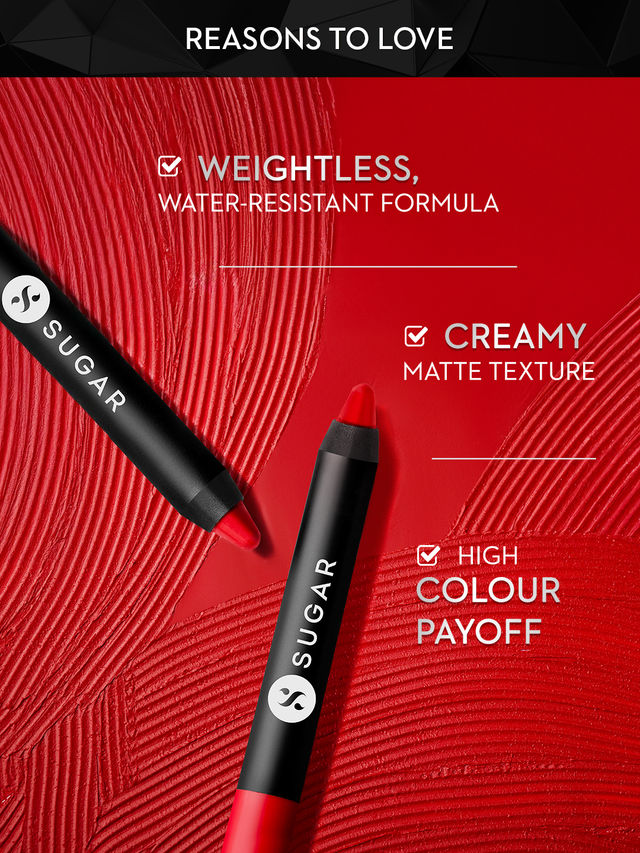 SUGAR Cosmetics Matte As Hell Crayon Lipstick - 01 Scarlett O'Hara2