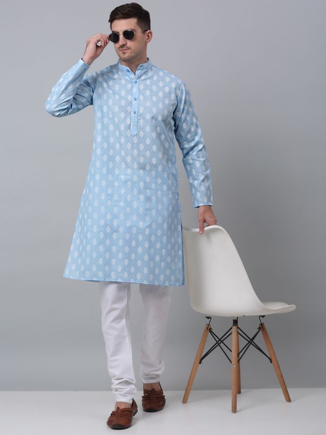 Jompers Men's Kurta | Ko 650 | Sky - XL