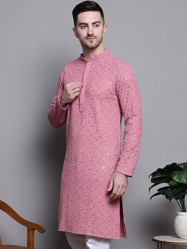 Jompers Men's Kurta | Ko 5006 | Coral - L