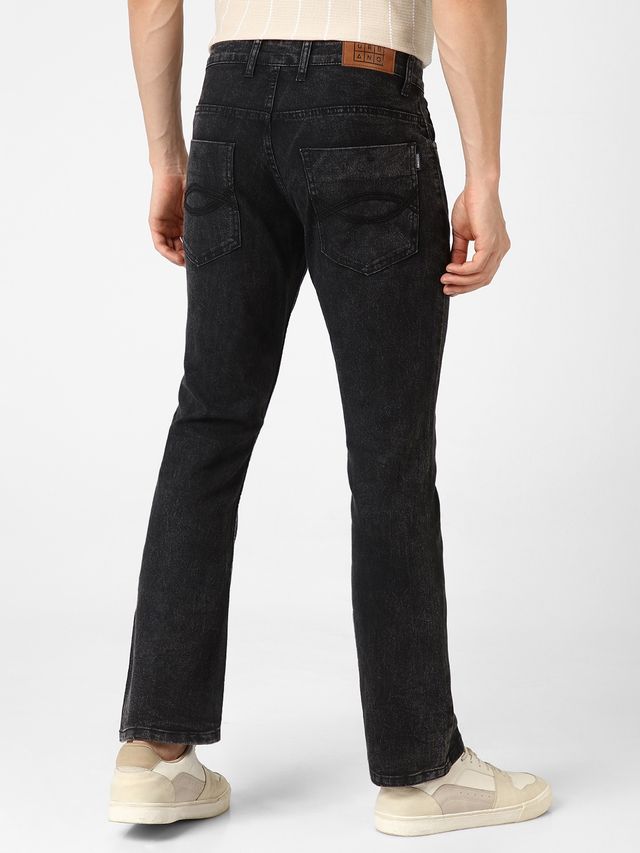 Urbano Fashion Men's Bootcut Jeans Washed Stretchable | Black | 34