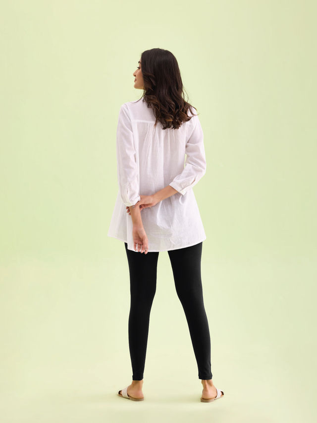 Go Colors Women's Solid Mid Rise Ankle Length Leggings | Black - 3XL
