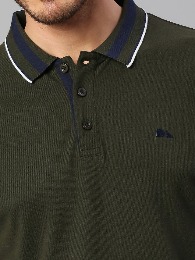 Dennis Lingo Men's' Solid Half Sleeve Polo T-shirt | Green | S
