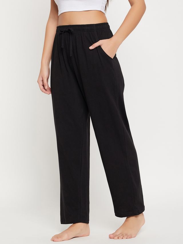 Clovia Women's Cotton Rich Pyjama | Black - S