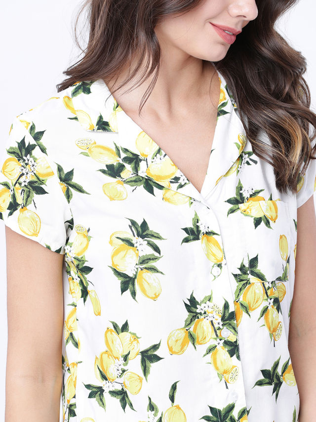 Tokyo Talkies Women's Casual Shirt | Yellow and Green - L